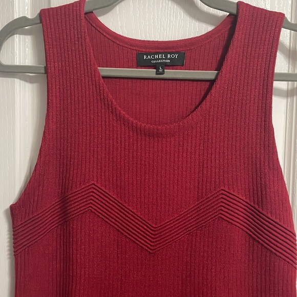 💖 NWT Rachel Roy Collection Red Knit Sleeveless Dress - Picture 4 of 6